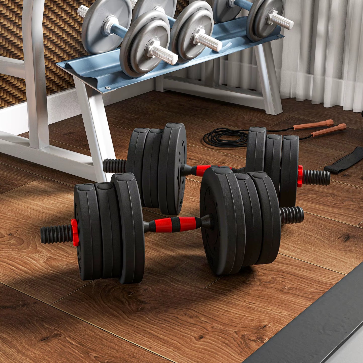 20Kg 2 in 1 Adjustable Dumbbells Weight Set, Dumbbell Hand Weight Barbell for Body Fitness, Lifting Training for Home