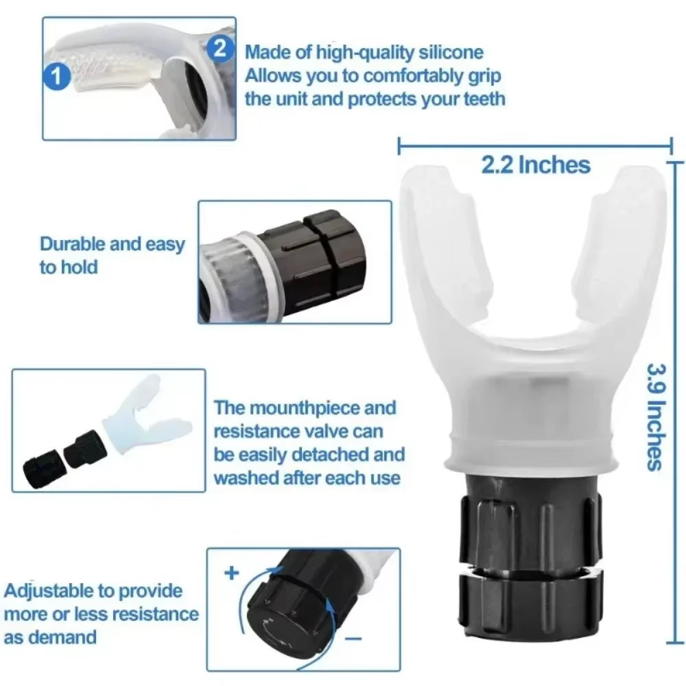 Portable Lung Capacity Abdominal Breathing Trainer with Adjustable Resistance Improve Your Lung Capacity and Sleep Quality