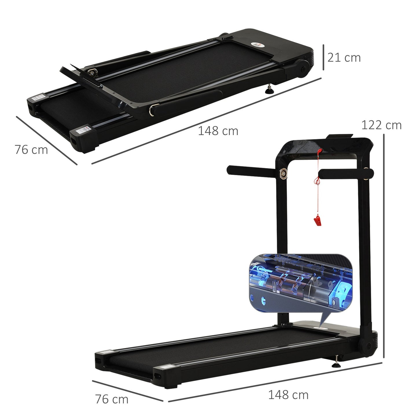1.85HP Electric Treadmill Motorised Folding Running Machine 12 Km/H Fitness